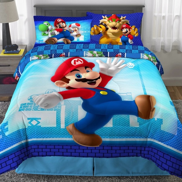 Nintendo Super Mario Full Comforter and Standard Pillowcase - Picture 2 of 7